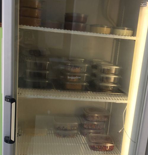 fridge where food is kept  at Surovo i Vkusno - Cypobo u Bkycho in Skopje