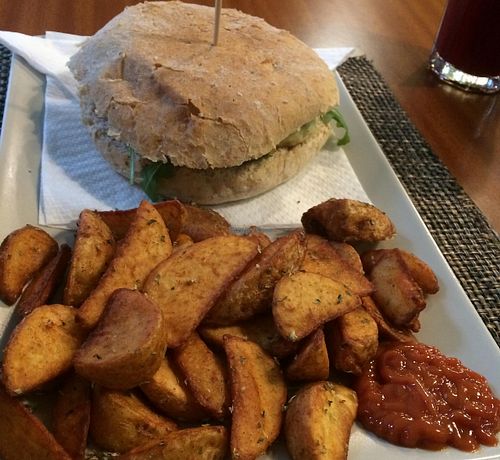 Vegan Burger at Black Mamba Burgers and Records in Porto