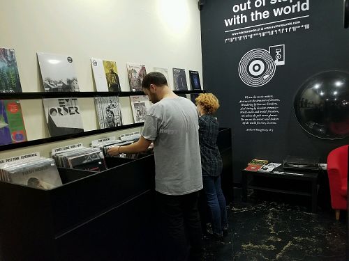 records at Black Mamba Burgers and Records in Porto
