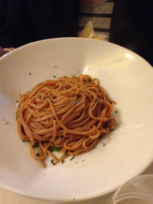 Farro linguine with fresh pesto (underneath the pasta, mixed it up right after picture). at Ristorante Da Mario alla Fava in Venice