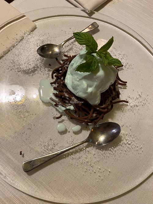 After eight spaghetti of chocolate and mint icecream 9,90€ at Ristorante Da Mario alla Fava in Venice