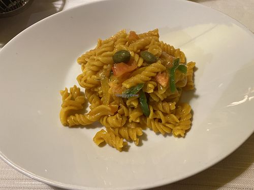 Fusilli with frigitelli peppers, cherry tomatoes and capers 17€ at Ristorante Da Mario alla Fava in Venice