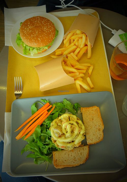 "Chicken" salad + frite potatoes at Il Vegano Bistrot in Florence