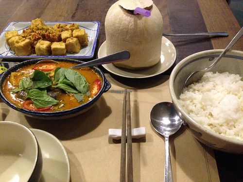 Lemongrass Tofu, Curry, Coconut Water, Rice! at Tib Restaurant - Phan Ke Binh in Ho Chi Minh City
