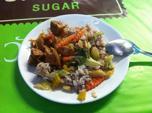 Rice and two sides at J Suandok in Chiang Mai