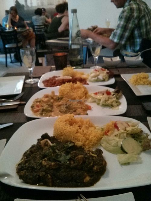 rice with spinach+mushrooms, rice with vegetables+coconut sauce  at Tara Indian Dhaba in Weimar