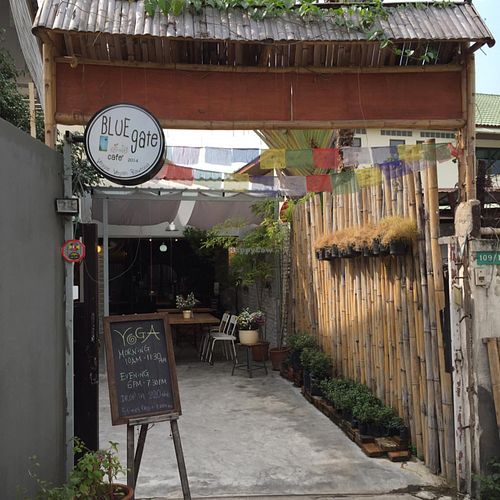 The entrance at Blue Gate Cafe  in Chiang Mai