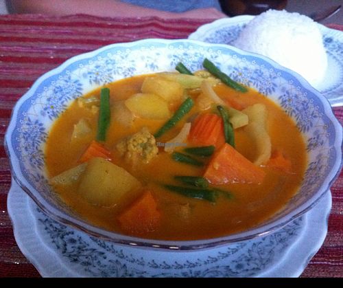 Khmer spicy curry ($2,50) at Home Foods in Kampot