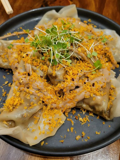 Mushroom dumplings at Beyond Sushi in New York City