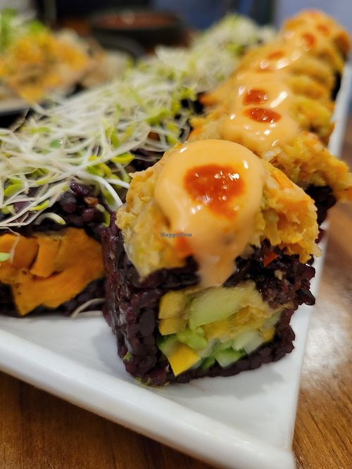 Mango and sweet potato rolls at Beyond Sushi in New York City