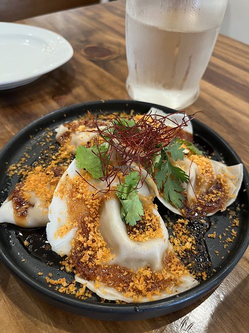 5 spice chicken dumplings   at Beyond Sushi in New York City