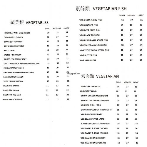 Menu 6 - Chinese family-style Veg/🐟/🍖  at Vege Lover in Taiping