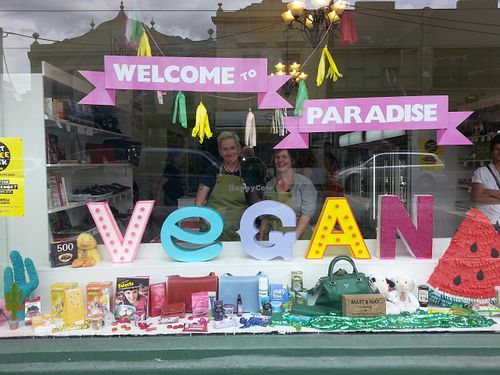 Store Window at Vegan Grocery Store in Fitzroy