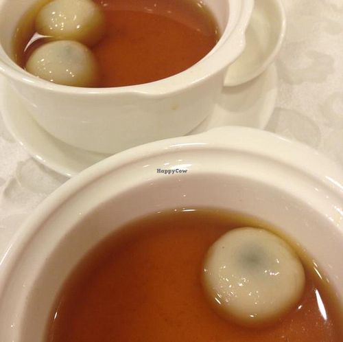 Set menu for four: Glutinous rice ball filled with sesame paste in ginger soup (very tasty!) at Kung Tak Lam - Tsim Tsa Tsui in Kowloon