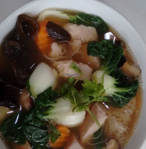 Yam been hoon soup at Nature's Harvest Cafe in Central Singapore