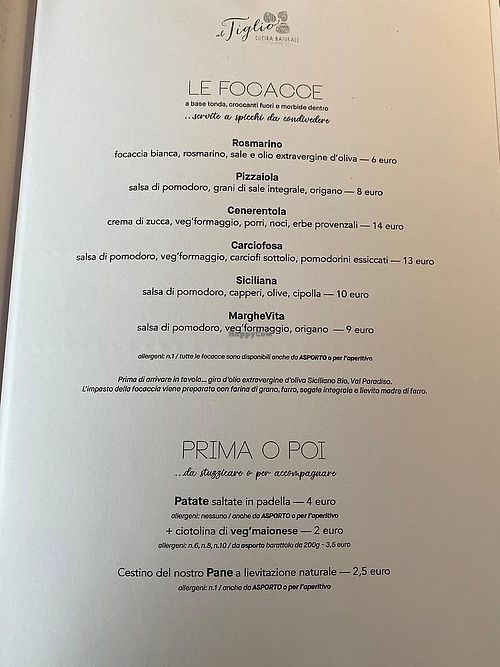 Menù 📃 at Al Tiglio Cucina Naturale in Moruzzo