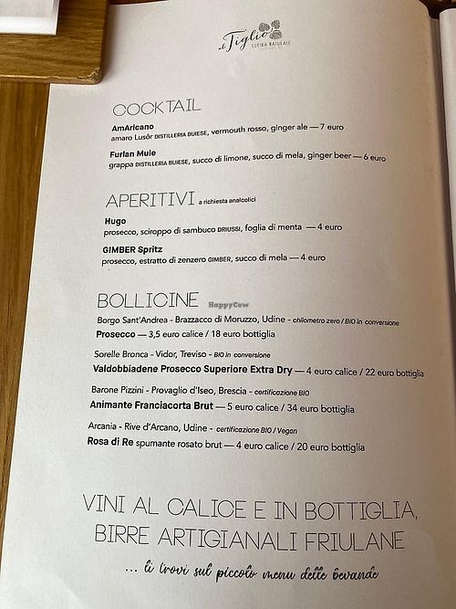 Menù 📃 at Al Tiglio Cucina Naturale in Moruzzo