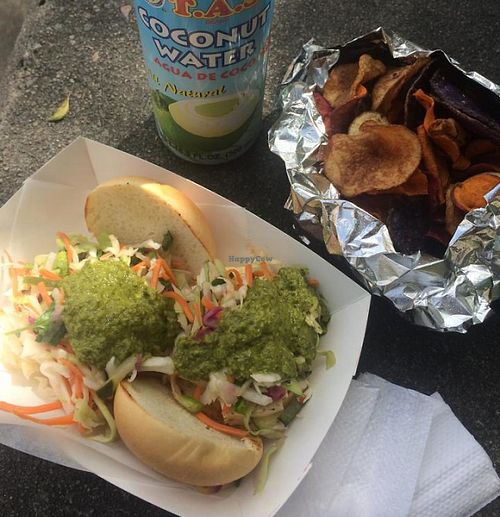 Tofu sliders made vegan with veggie chips at Chow Truck - Food Truck in Salt Lake City