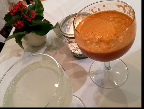 carrot juice & sparkling water with lemon at Naturbar in Frankfurt