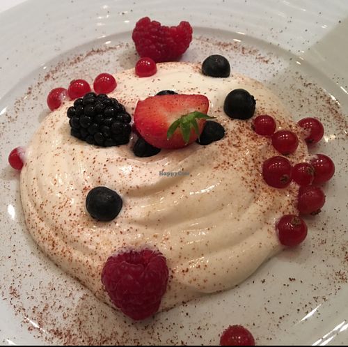 vanilla dessert (vegetarian, not vegan) at Naturbar in Frankfurt