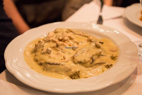 Ragout of oyster mushrooms with a creamy mustard sauce at Naturbar in Frankfurt