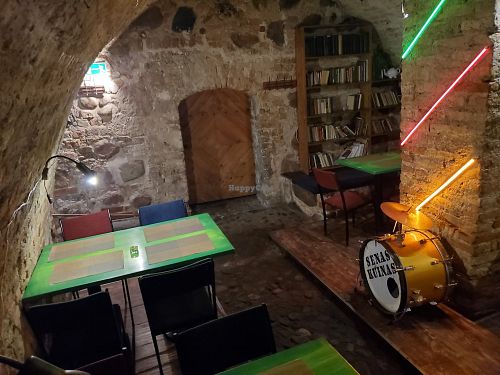 Inside at Balti Drambliai Vegetarine Kavine in Vilnius