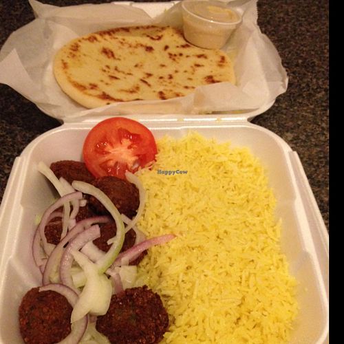 Falafel Platter w/ vegan rice at Pita Cafe in Scottsdale