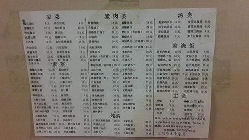 Chinese menu at HUI4 Lee 4 and 2 in Tianjin