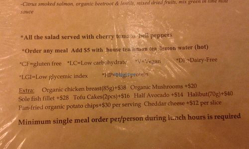 Guide to different diets on the menu at O Green Cafe in Hong Kong Island