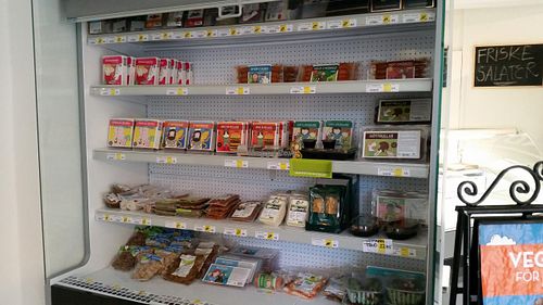 Deli cheese fridge section  at Astrid och Aporna - Cph in Copenhagen