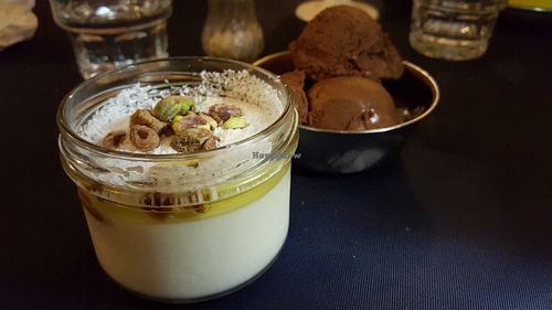 Vegan malabi and choc sorbet at 24 Rupee in Tel Aviv