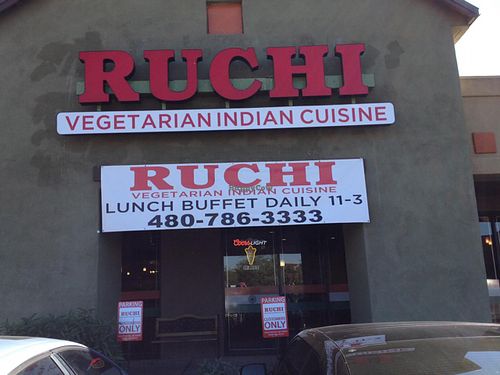 outside and 2 designated parking spaces  at Ruchi Vegetarian Indian Cuisine in Chandler