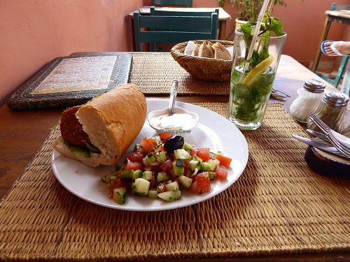 Falafel Sandwich at Marrakech Henna Art Cafe in Marrakech