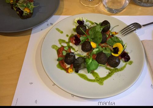 raw mushroom balls..delicious!  at Mantra Raw in Milan