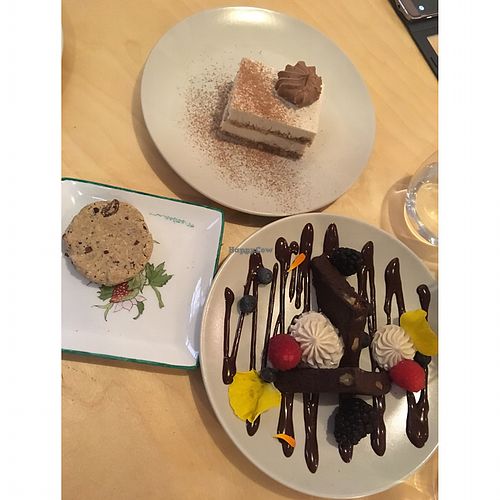 Tiramisu, cookie and brownie! at Mantra Raw in Milan