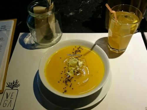 Pumpkin ginger soup (March 2016)  at VEGA - Luna in Madrid