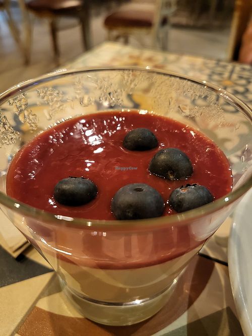 Yuzu panacotta with berries at VEGA - Luna in Madrid