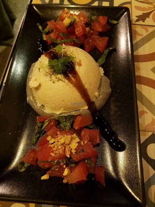 Burrata tapa delicious! at VEGA - Luna in Madrid