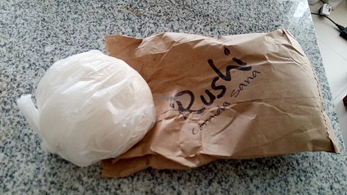 Good sized ball of tofu for 6500 pesos at Rushi Comida Sana in Manizales