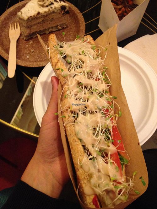 Hot dog and Dessert at Jamniczek in Warsaw