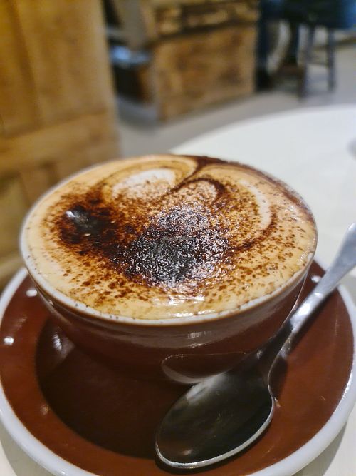 Almond milk cappacino at Fig Cafe in Castlemaine