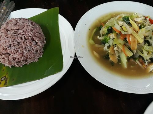 Fried basil leaf with veggies (pad krapow) at Soul Organics in Koh Phangan
