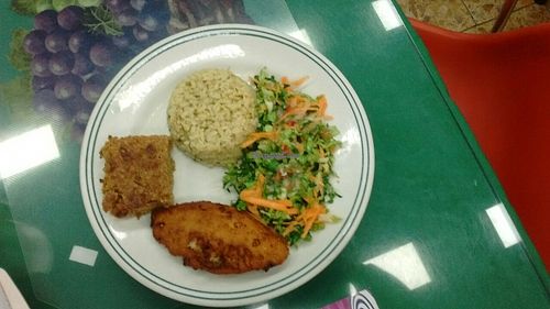 Main plate, April 2017 at Cocina Vegetariana in Bogota