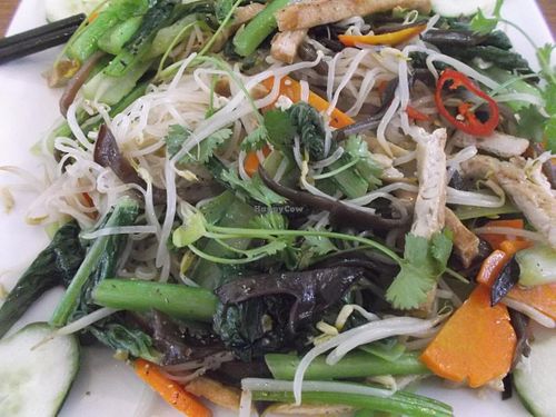 Salad, rice noodles, carrot and spices at Tam Thien in Qui Nhon