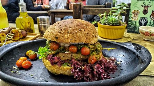 Hamburguesa Congo. El queso de soja increíble. at Nativa in Bogota