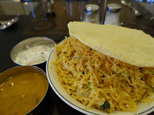 mock fish briyani rice at Kaaviya Fusion Vegetarian Restaurant in Central Singapore