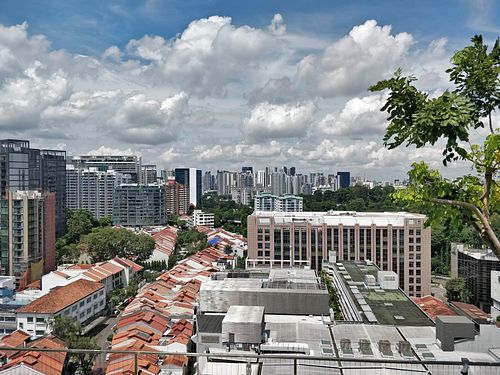 View of Singapore skyline from restaurant at Joie Restaurant in Central Singapore