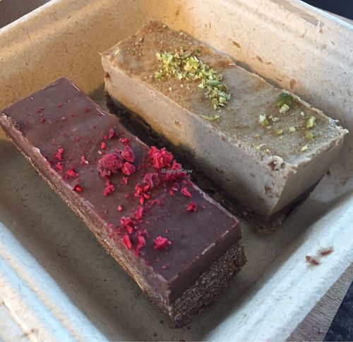 raspberry cacao and ginger slices at The Raw Kitchen in Auckland