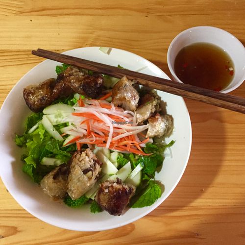 yummy nems in a nicely flavored noodle salad at Bo De Quan in Hanoi