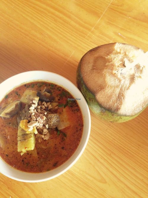 Veggie curry with noddles.  at Bo De Quan in Hanoi
